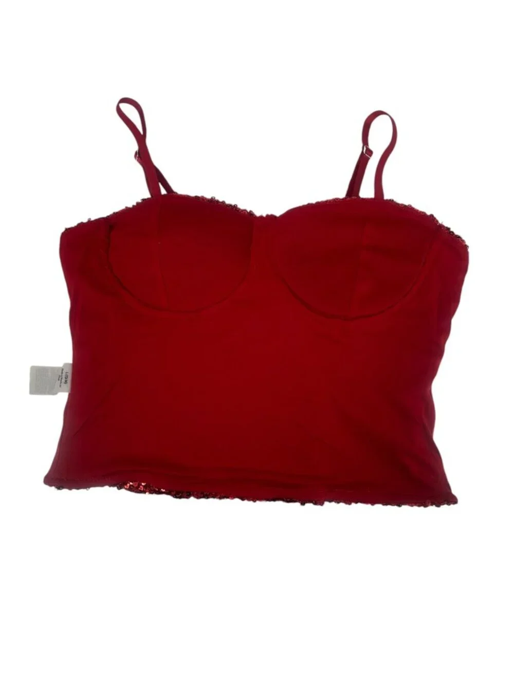 No Boundaries Women’s Red Sequin Bustier Top Large Junior 12/14 Y2K Party Baddie - Picture 3 of 5